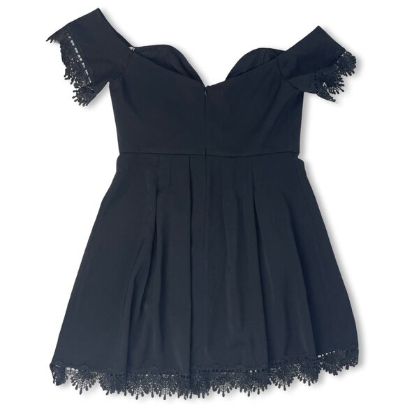 Lovers + Friends Black Lace Off-Shoulder Mini Dress NWT (Size L) - Picture 3 of 10